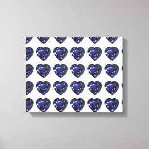 Blue Heart Pattern Canvas Afdruk