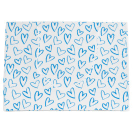 Blue Heart Pattern Large Gift Bag Groot Cadeauzakje