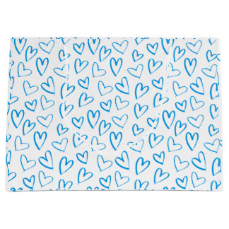Blue Heart Pattern Large Gift Bag Groot Cadeauzakje