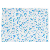 Blue Heart Pattern Large Gift Bag Groot Cadeauzakje (Achterkant)