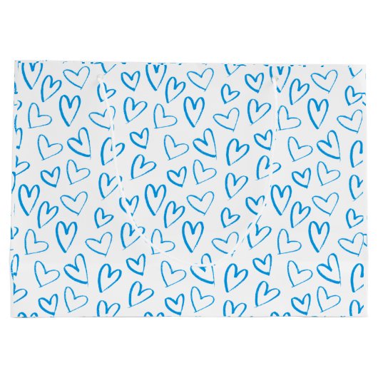 Blue Heart Pattern Large Gift Bag Groot Cadeauzakje (Achterkant)