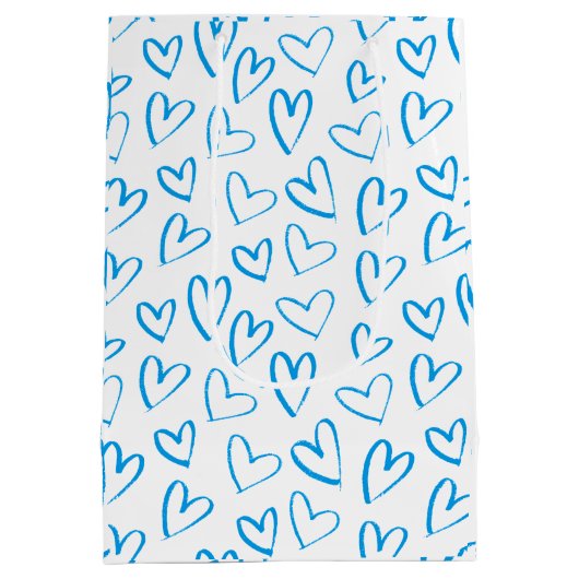 Blue Heart Pattern Medium Gift Bag Cadeauzakje (Achterkant)