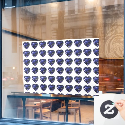 Blue Heart Pattern Raamsticker (Cafe Raam)