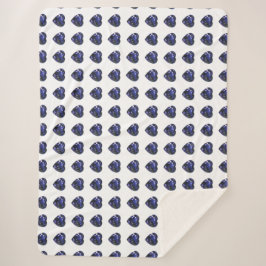 Blue Heart Pattern Sherpa Deken