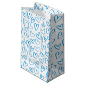 Blue Heart Pattern Small Gift Bag Klein Cadeauzakje (Voorkant Gekanteld)