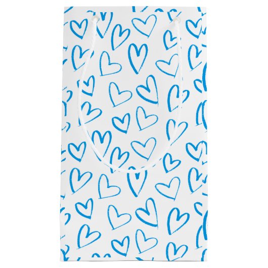 Blue Heart Pattern Small Gift Bag Klein Cadeauzakje (Voorkant)