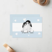 Blue Heart Penguin Dank u briefkaarten (Voorkant / Achterkant in situ)