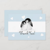 Blue Heart Penguin Dank u briefkaarten (Voorkant / Achterkant)