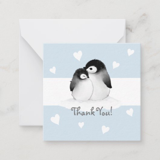 Blue Heart Penguin Dank u Notecards Notitiekaartje (Voorkant)