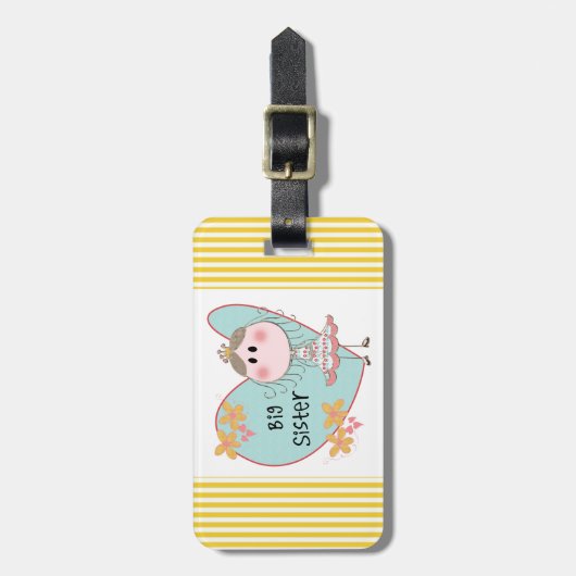 Blue Heart Princess Big Sister Bagagelabel (Voorkant verticaal)