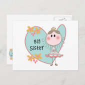 Blue Heart Princess Big Sister Briefkaart (Voorkant / Achterkant)
