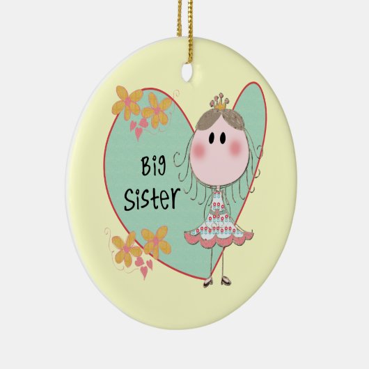 Blue Heart Princess Big Sister Keramisch Ornament (Rechts)