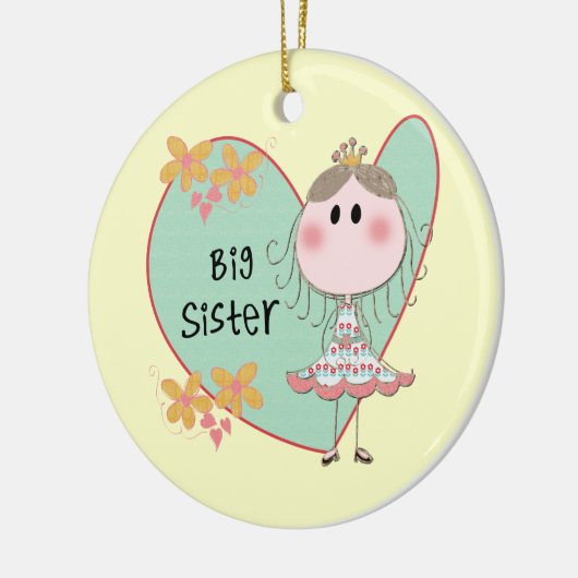 Blue Heart Princess Big Sister Keramisch Ornament (Links)