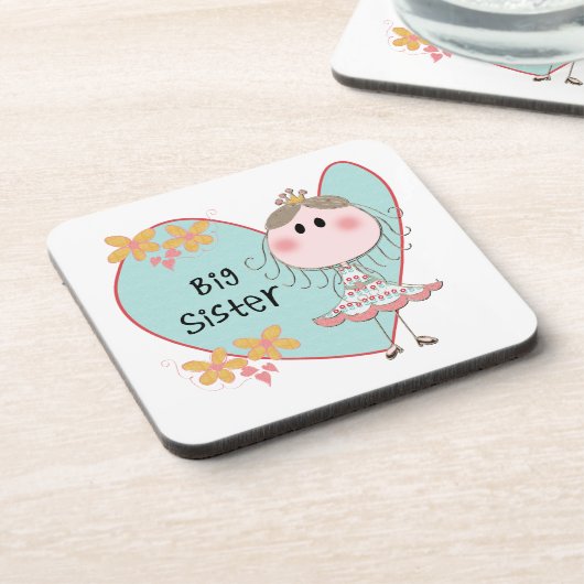 Blue Heart Princess Big Sister Onderzetter (Linkerzijde)