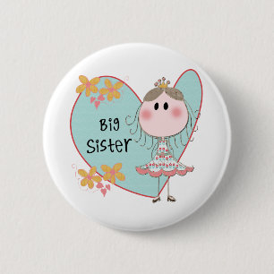 Blue Heart Princess Big Sister Ronde Button 5,7 Cm