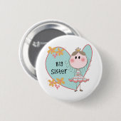Blue Heart Princess Big Sister Ronde Button 5,7 Cm (Voorkant /achterkant)