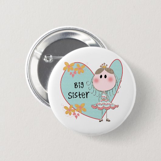 Blue Heart Princess Big Sister Ronde Button 5,7 Cm (Voorkant /achterkant)
