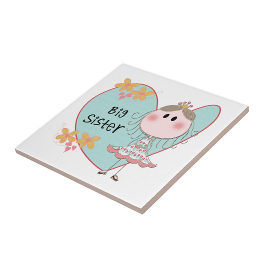 Blue Heart Princess Big Sister Tegeltje (Zijkant)