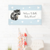 Blue Heart Raccoon Baby shower Banner (Insitu)