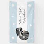 Blue Heart Raccoon Baby shower Banner (Verticaal)