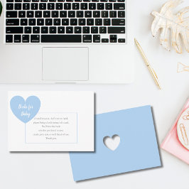 Blue Heart Request Books for Baby Boy Shower Informatiekaartje