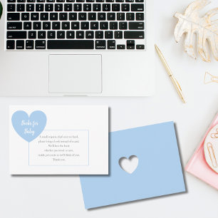 Blue Heart Request Books for Baby Boy Shower Informatiekaartje