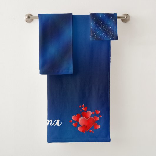 Blue heart  romantic wallpaper bad handdoek (Insitu)