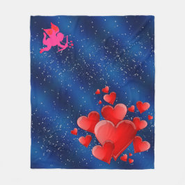 Blue heart romantic wallpaper fleece deken