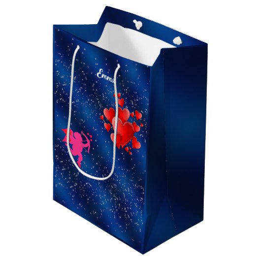 Blue heart  romantic wallpaper medium cadeauzakje (Voorkant Gekanteld)