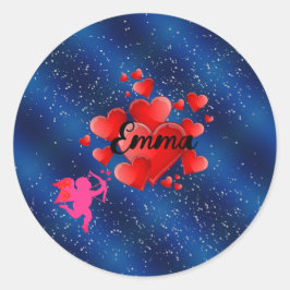 Blue heart  romantic wallpaper ronde sticker