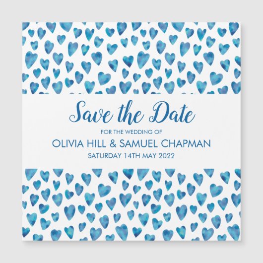 Blue Heart Save the Date-magneet (Voorkant)