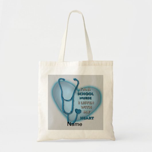 Blue Heart School Neurse Canvas tas (Voorkant)