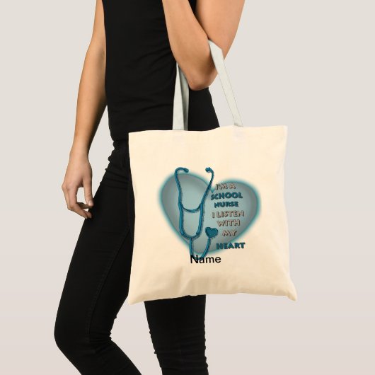 Blue Heart School Neurse Canvas tas (Voorkant (product))
