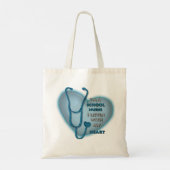 Blue Heart School Neurse Canvas tas (Achterkant)