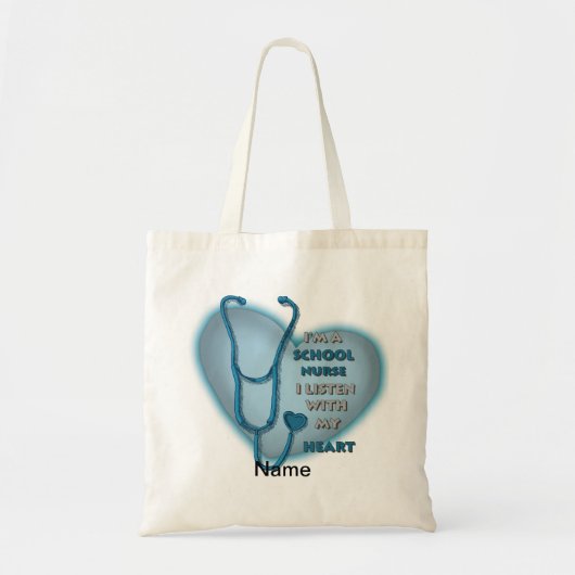 Blue Heart School Neurse Canvas tas (Voorkant)