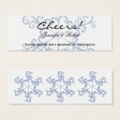 Blue Heart Snowflake Wedding Drink Tickets Mini Visitekaartjes (Voorkant /achterkant)