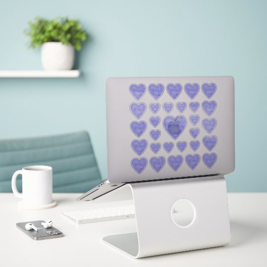 Blue Heart Stickers (Laptop op bureau)