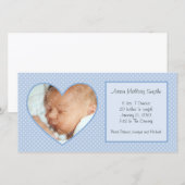 Blue Heart Stippen Nieuwe Baby Fotokaart Aankondiging (Voorkant / Achterkant)