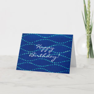 Blue Heart Stripe Eenvoudige Verjaardag Kaart
