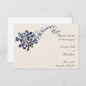 Blue Heart Tree on Ivory Sla de datum op Save The Date (Voorkant / Achterkant)