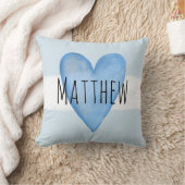 Blue Heart Typography Baby Love with Name Nursery Kussen (Deken)