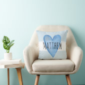Blue Heart Typography Baby Love with Name Nursery Kussen (Stoel)
