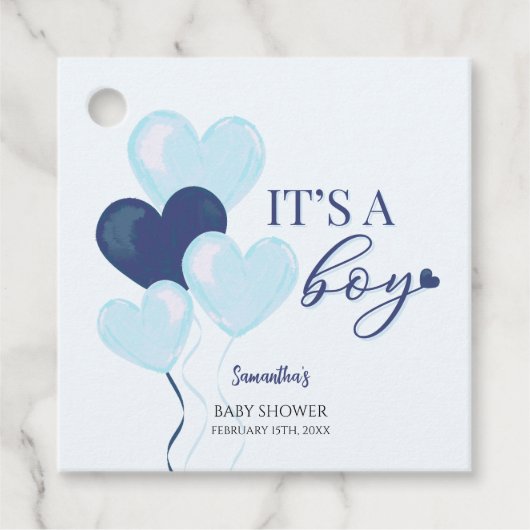 Blue Heart Valentijnse Baby showers Bedankjes Labels (Voorkant)