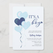 Blue Heart Valentijnse Baby showers Kaart (Voorkant)