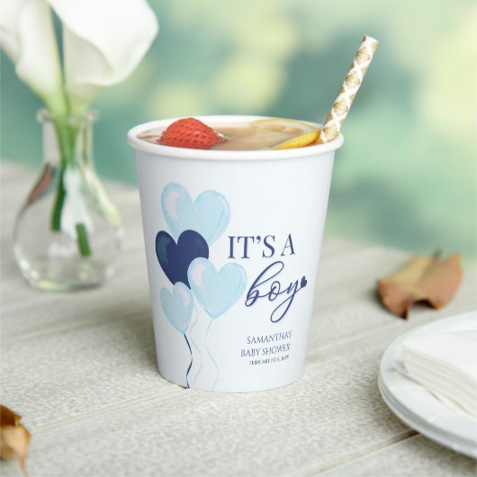 Blue Heart Valentijnse Baby showers Papieren Bekers (Insitu)