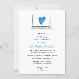 Blue Heart Virtual Baby shower Kaart