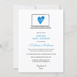 Blue Heart Virtual Baby shower Kaart