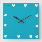 Blue Heart Wall Clock – Minimal Modern Wall Decor Vierkante Klok (Voorkant)