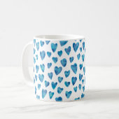 Blue Heart Waterverf patroon Koffiemok (Voorkant links)