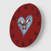 Blue Heart with Candy Canes Country Christmas Grote Klok (Hoek)